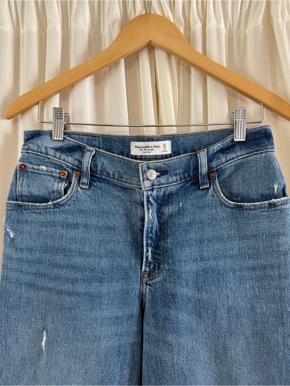 Abercrombie Low Rise 90s Straight Curve Love Jean Crossover Waist Sz 27/4 - Picture 3 of 6